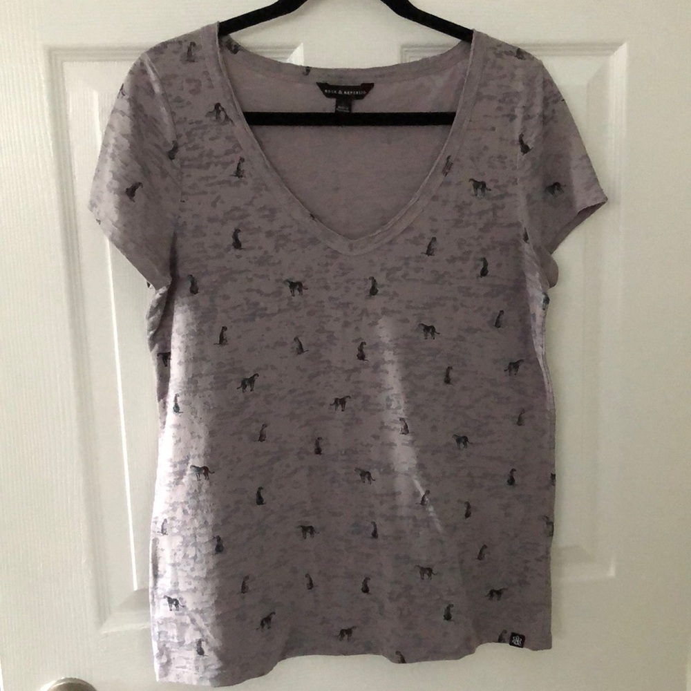 Rock & Republic gray animal sheet top